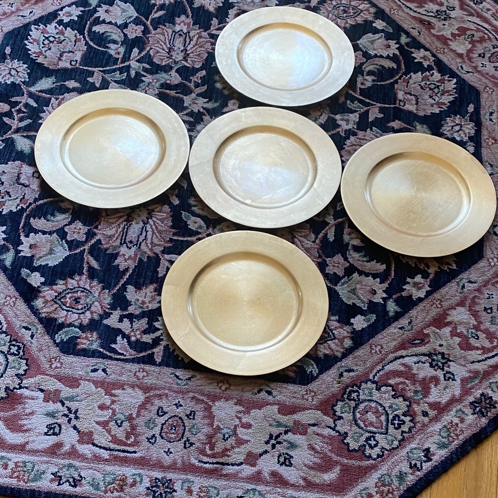 Set of 5 Gold Decorative Charger Plates for Table Settings - Picture 1 of 10